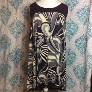 Abstract Monochromatic Print Hooded Tunic Tank Top